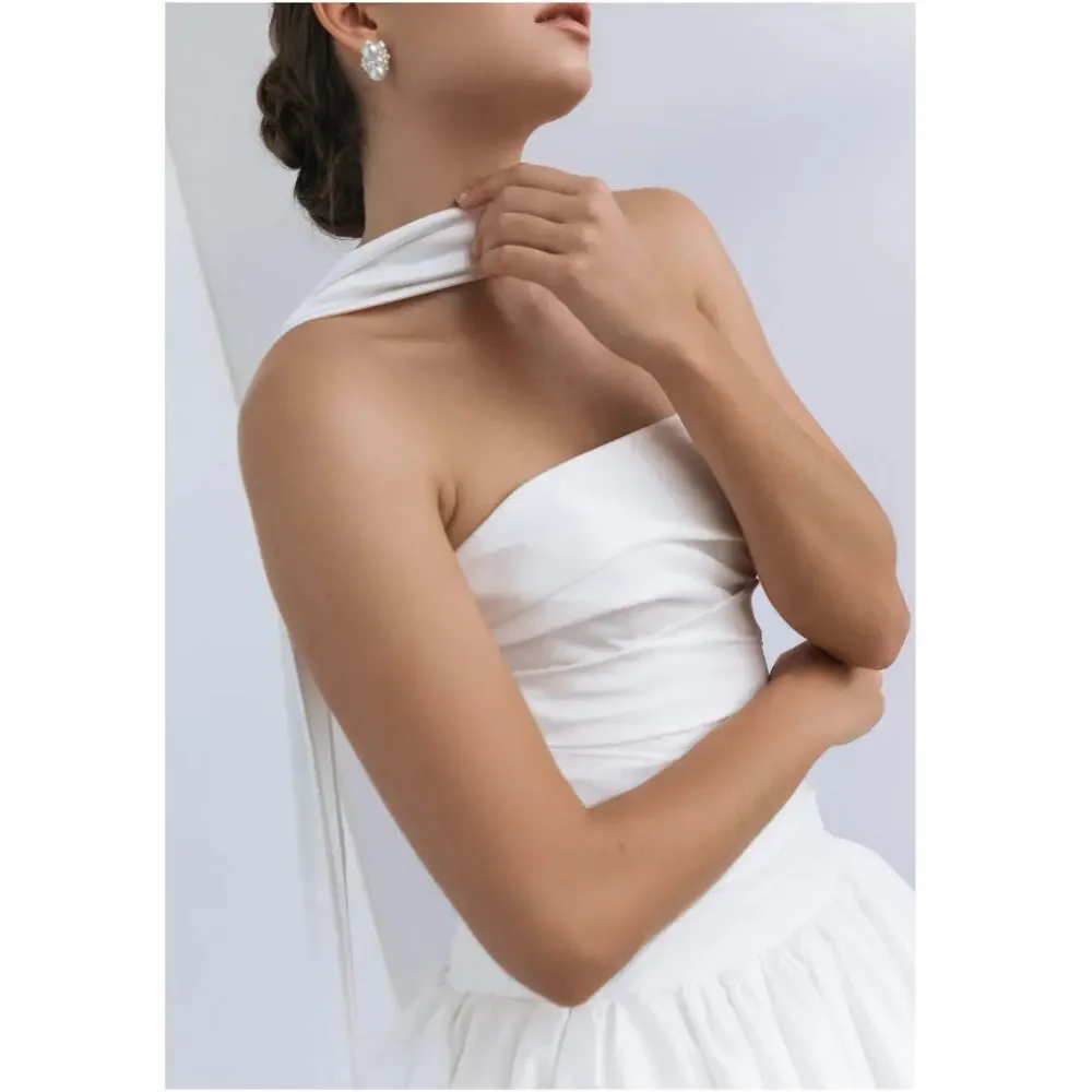 Jenny Yoo Ivory Satin Bridal Scarf One Size